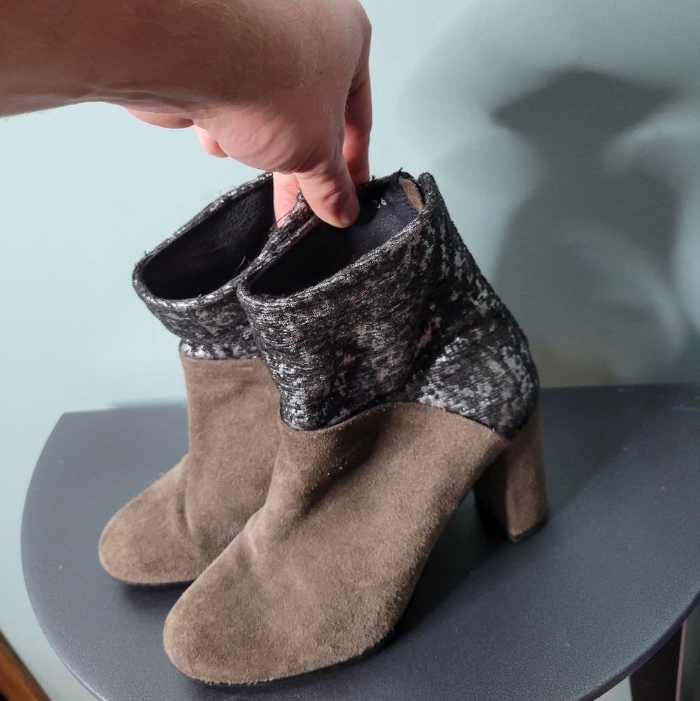 Cubanas Suede Jacquard Knit Booties Size 5 Portugal